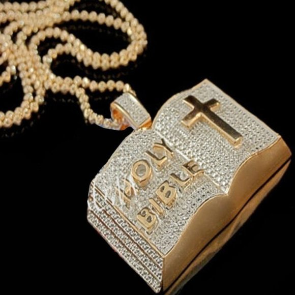 Unbranded Other - 18k Gold plated CZ Cross Bible Pendant